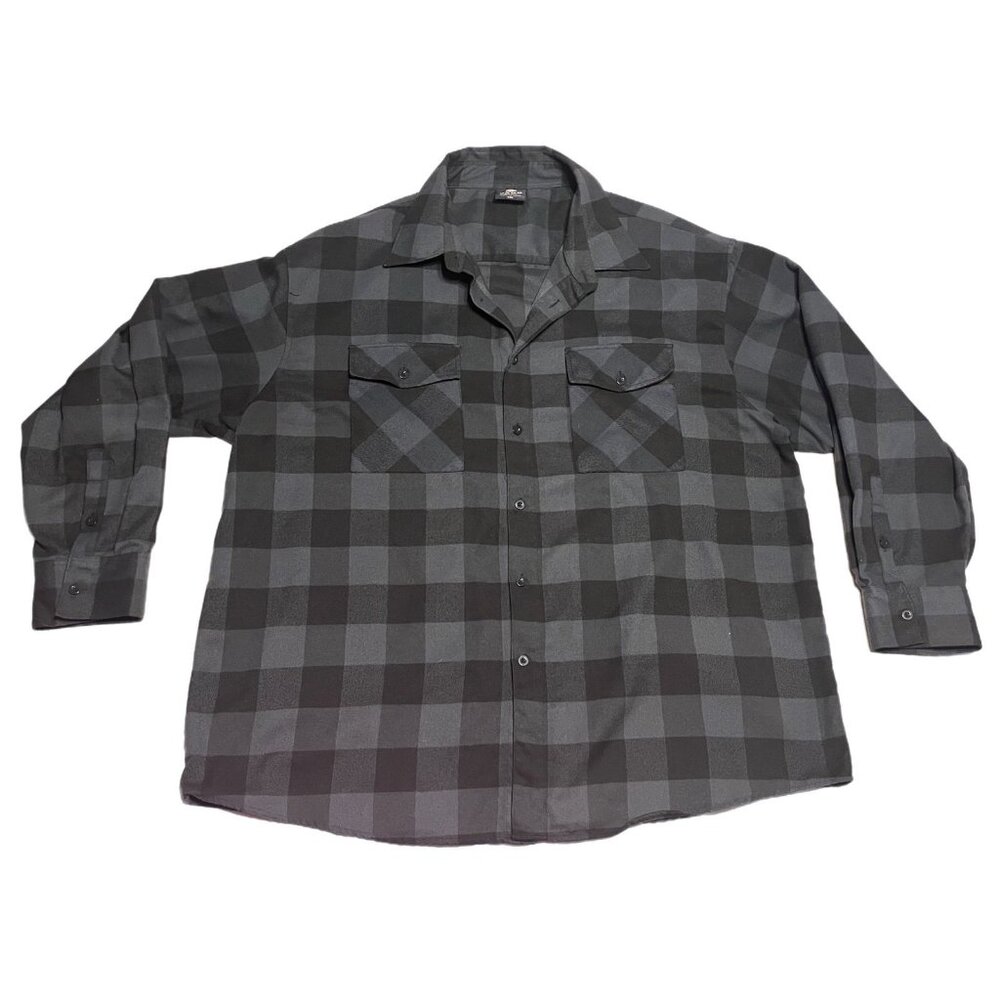 YAGO Men's Casual Plaid Flannel Long Sleeve Button Shirt gray 4XL NWOT